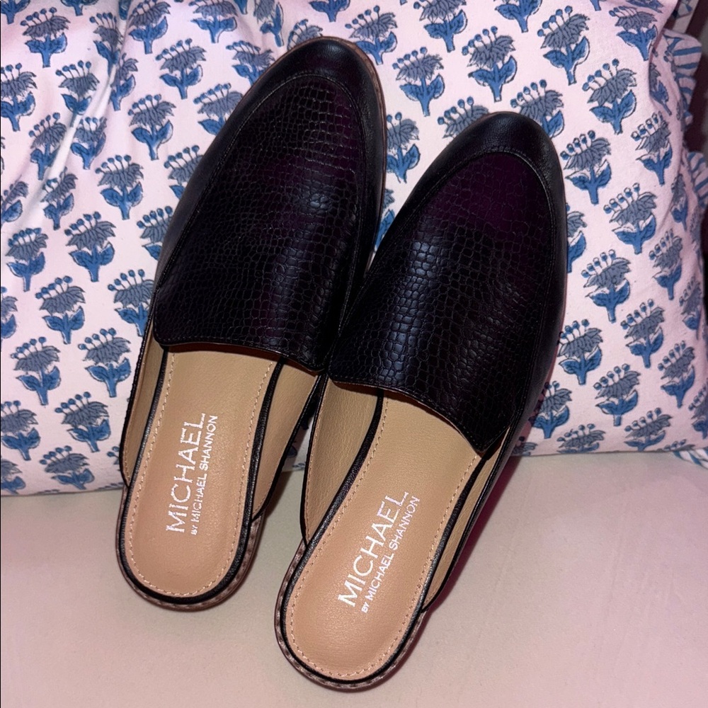 Michael Kors Black Textured Mules